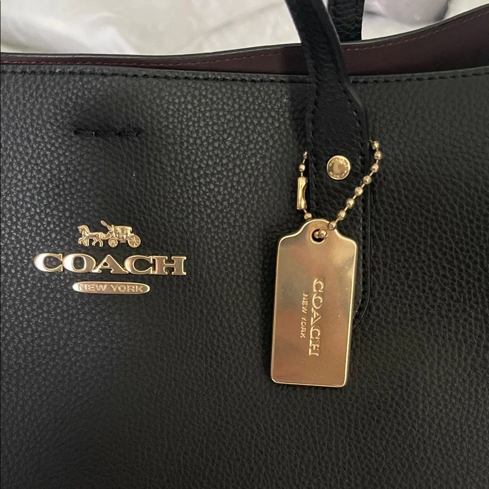 Coach Black Pebbled Leather Tote - Picture 3 of 6